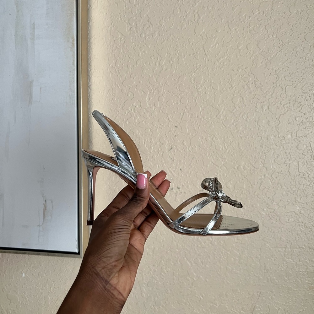 Aquazzura Shiny Silver Heels